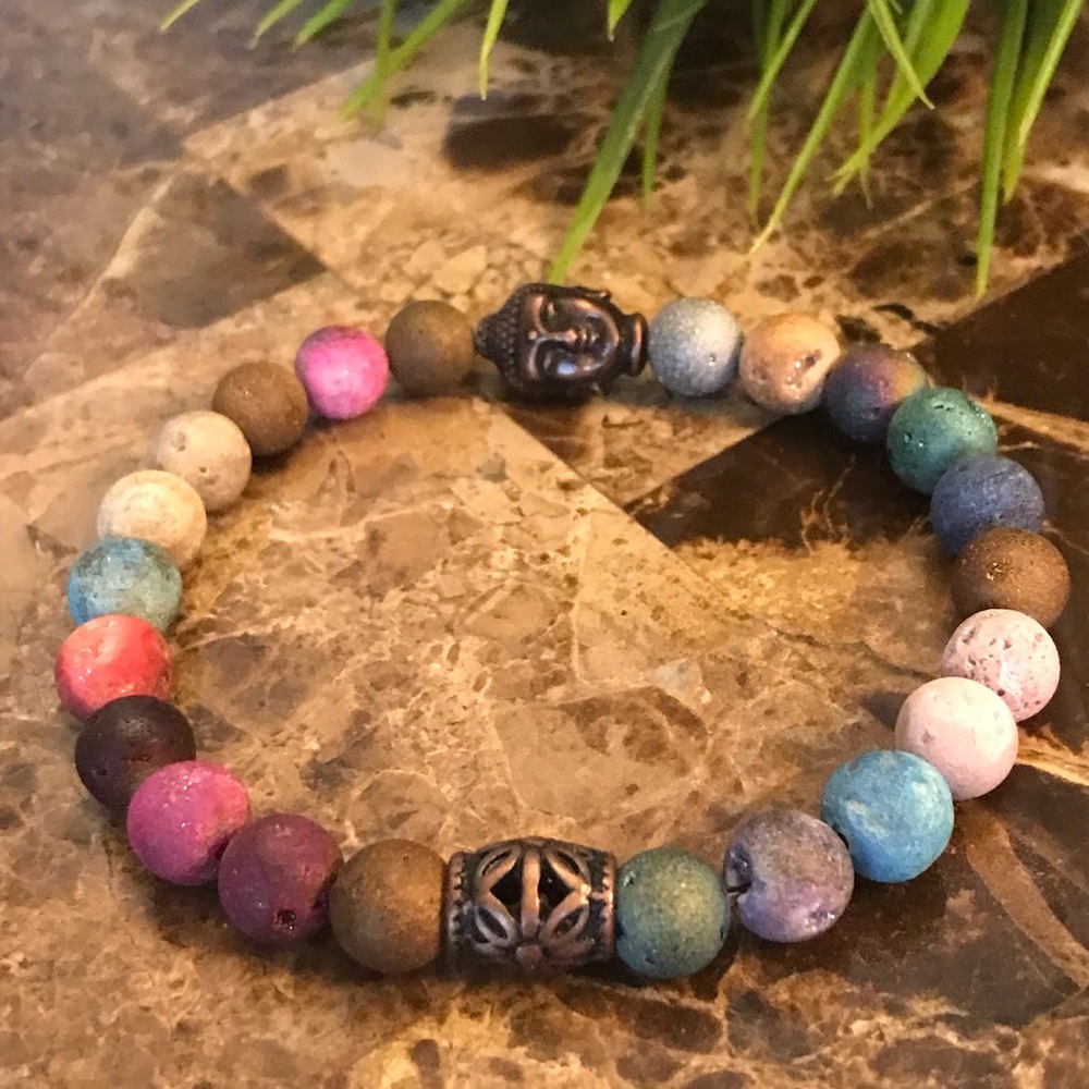 New Men’s Trendy Colorful Natural Stone Beaded Bracelet - Picture 4 of 7